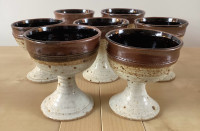 Set of 7 MCM Pottery Stoneware Wine Goblets Dessert Cups
