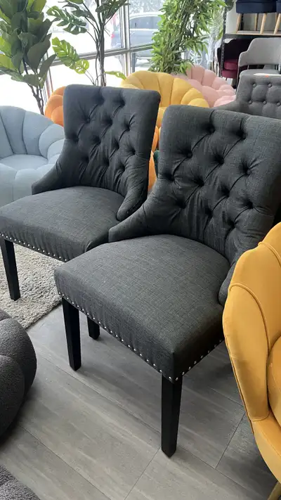 Heavy duty Linen Fabric Dining Chair  with Nailhead, View more
