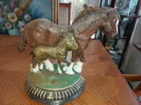 Very Large Heavy Vintage Cast Iron Clydesdale Doorstop - Horse w