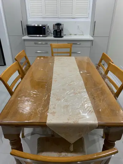 wooden dining table with 6 chairs , View more