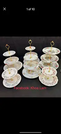 Antique vintage Bone China there tier cake stand: Coalport…