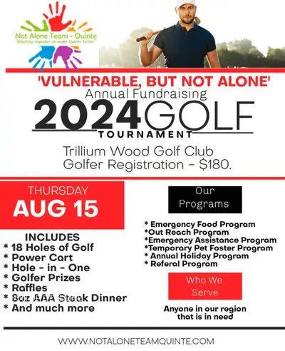 August 15th, 2024 Vulnerable, But Not Alone Annual Fundraising Golf Tournament Trillium Wood Golf Cl...