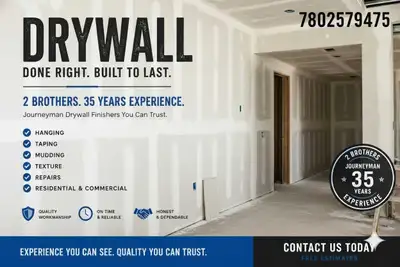 Professional Drywall & Taping – Call for a Quote, View more