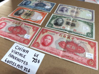 COLLECTION - CHINA - BANKNOTES 6 NOTES FOR 75$