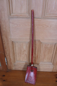 Vintage Small Size Wooden Shovel In Red Paint