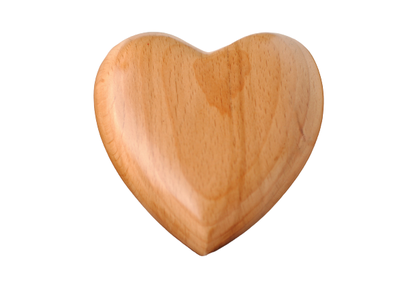 This "Beechwood Heart" Keepsake Cremation Urn is a light brown color handcrafted heart shaped miniat...