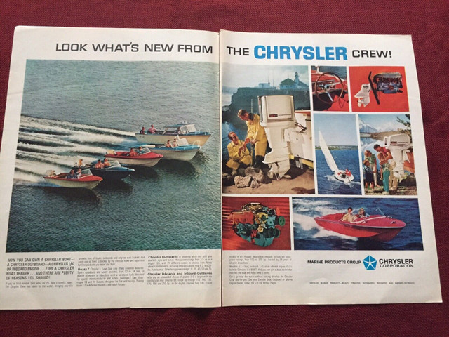 1966 Chrysler Marine Products Double Page Original Ad in Arts & Collectibles in North Bay