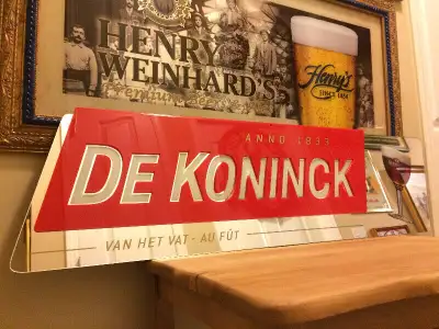 Vintage Huge De Koninck Mirror Beer bar Sign ExcellentCondition, View more