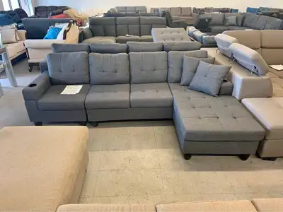 L Shape Couch Grey 4 Seater Sectional Storage Sofa, View more