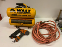 Dewalt air compressor, hose and nail gun 