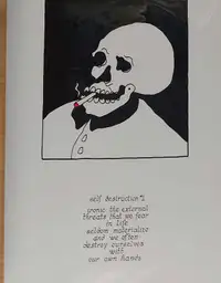 "Self Destruction" skeleton skull art set of three prints