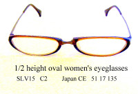 Women’s eyeglasses, half height oval, for prescription fit brown
