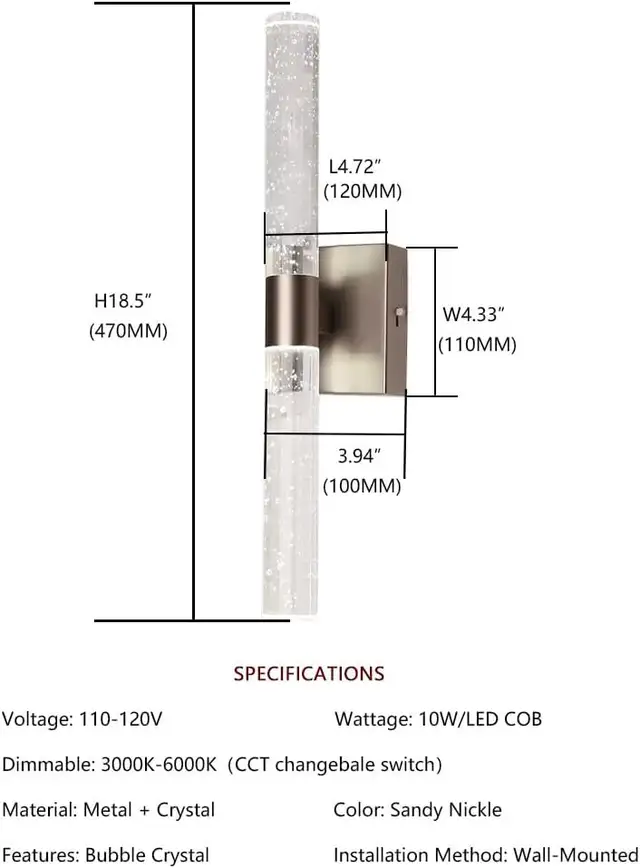 JC TOPA Modern Wall Sconces, 2-Light Dimmable LED Crystal Wall L in Indoor Lighting & Fans in Gatineau - Image 4
