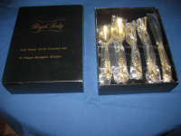 Gold Plated 50Pc Flatware set by Royal Sealy