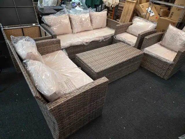 6-Piece Patio Sofa Set with Storage tables 628632627457291216