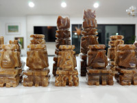 Hand-carved Aztec Marble Chess Set