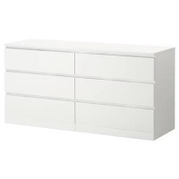 IKEA Malm 6 drawer dresser with glass top