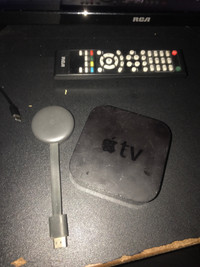 Selling a apple tv pod and a google chrome cast