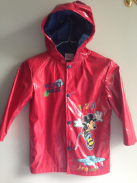 Boys/Girls Disnep MICKEY MOUSE Raincoat Windcoat Lined Hooded,5T