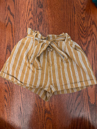 Brown Strip tie shorts