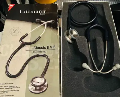 Professional 3M Littmann Classic II S.E. stethoscope is navy blue with a 28-inch (71 cm) length. It...