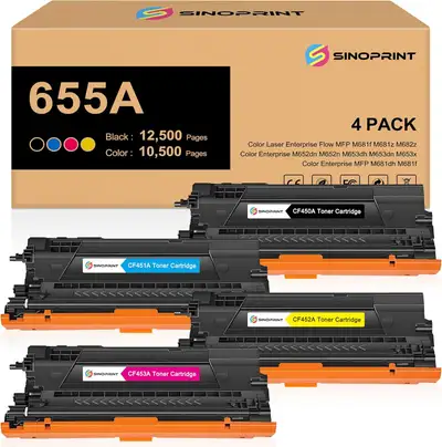 NEUF: Lot 4 toner HP 655A CF450A Color Laser Enterprise, View more