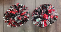 Dance Poms with Silver, Red, Black