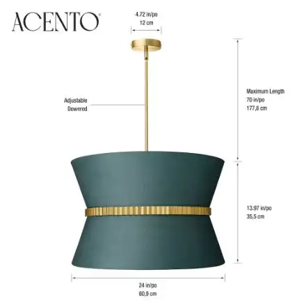 Acento Coyoacan 4 Light Chandelier Brushed Gold Green in Indoor Lighting & Fans in Ottawa - Image 3