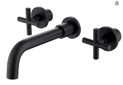 RBROHANT Wall Mount Matte Black Bathroom Faucet, Two Handle Wall Mounted Bathtub Faucets 8 Inch Cent...