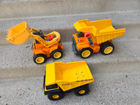 Toy Dump Trucks and Digger SET OF 3