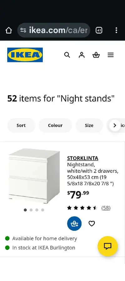 2 IKEA white night stands, View more