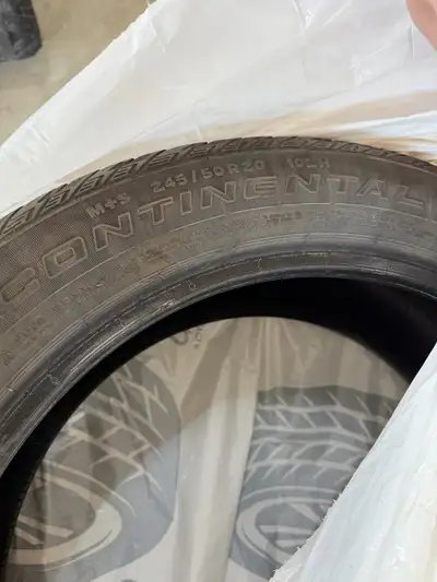 Continental tire is 245/50R20 with M+S rating and 102H load/speed index. Has approx. 30% tread. Some...