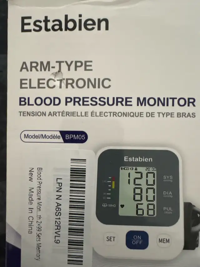 Estabien Blood Pressure Monitor in Health & Special Needs in City of Toronto - Image 3