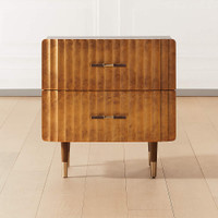CB2 CRIMPED 2-DRAWER GOLD LEAF NIGHTSTAND