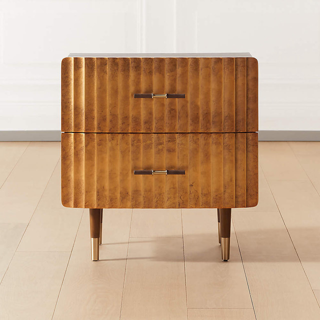 CB2 CRIMPED 2-DRAWER GOLD LEAF NIGHTSTAND in Hutches & Display Cabinets in Oakville / Halton Region