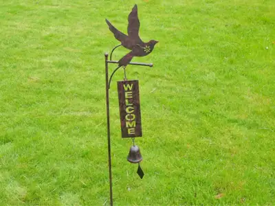 NEW 46-inch Metal Welcome Lawn/Yard Stake with Bell, View more