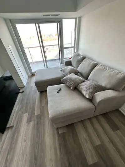 Ashley sofa and computer desk , View more
