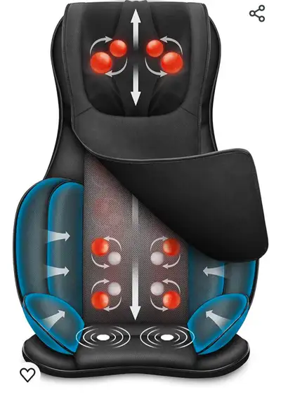 Snailax Shiatsu Massage Chair Pad Neck+ Back Massager with Heat & Compress. Full Back Massage Seat C...