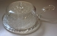 Vintage Clear Glass Cheese Dome with Handle
