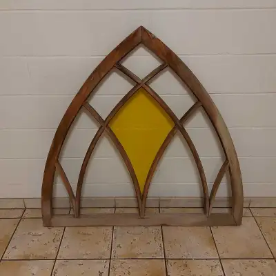 Antique Gothic Arched Stained Glass Church Lancet Window, View more