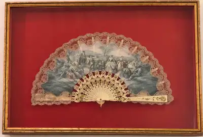 19th Century Antique Victorian Fan- Framed in Vintage Shadow Box, View more