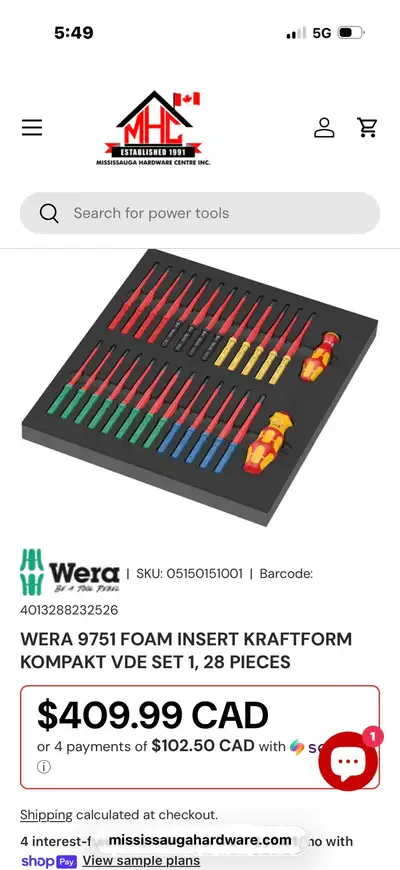 VERA 9751 FOAM INSERT KRAFTFORMKOMPAKT VDE SET 1, View more