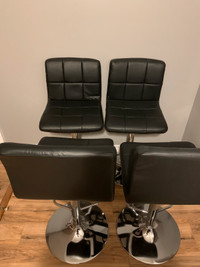 4 Black Bar Stool Chairs