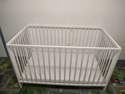 white wooden crib, View more