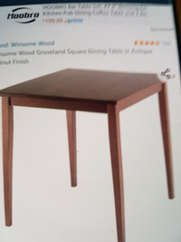 TABLE- SOLID WOOD- WALNUT- SQUARE BY GROVELAND. BRAND NEW