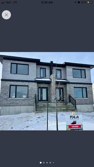 A LOUER !!! LIBRE 1 Avril !!! *Place Langlois* Salaberry de Valleyfield! Jumelé neuf!!! concept ouve...