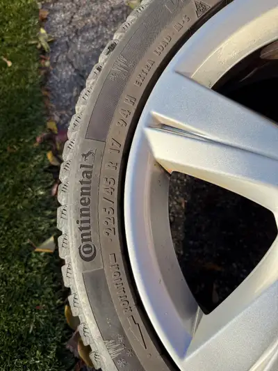 For Sale: 4 Volkswagen GTI Winter Tires with 17 Inch OEM Factory Alloy Rims. Tires are Continental W...