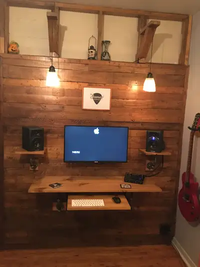 Floating Distressed Wood Pallet Wall, View more