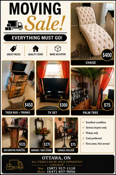 Moving Sale - Home Decor, Furniture & TV Stand - Multiple Items, View more