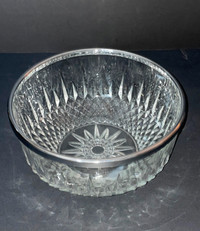 9”  Pressed Glass Round Serving Bowl Vintage France Glassware